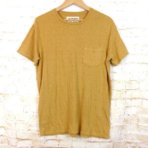 Mollusk Surf Shop Hemp T-Shirt Mens L Yellow Stripe Short Sleeve Pocket Skate